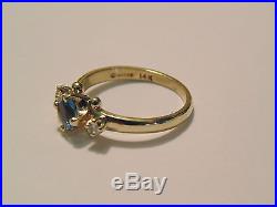 James Avery 14k Gold BLUE TOPAZ & Diamond Ring