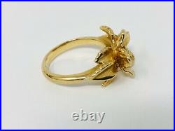 James Avery 14k Gold Christmas Flower Ring Size 6.75 Rare Retired 7.19 grams