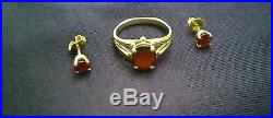 James Avery 14k Gold GARNET RING AND EARRINGS RARE SET HARD TO FIND LOOK