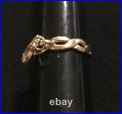 James Avery 14k Gold Scroll Heart Twist Dangle Ring Size 4.5 Retired