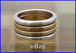 James Avery 14k Gold & Silver 4 Row Hammered Stacked Ring Size 8, 13.9G RETIRED