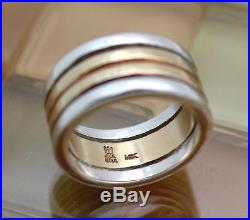 James Avery 14k Gold & Silver 4 Row Hammered Stacked Ring Size 8, 13.9G RETIRED