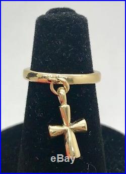 James Avery 14k Gold Smooth Dangle Ring with St. Teresa Cross