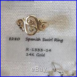 James Avery 14k Gold Spanish Swirl Ring Size 6 $280 Current List Price