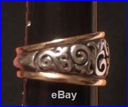 James Avery 14k Gold & Sterling Scrolled Fleur De Lis Ring Size 9 Retails $505