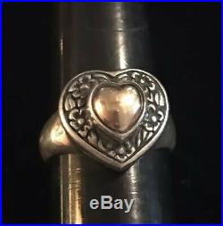 James Avery 14k Gold & Sterling Sterling Heart Of Gold Ring Retired Size 7.25