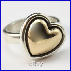 James Avery 14k Heart Ring Two Tone Sterling Silver 8.6 GRAMS Size 6 RETIRED