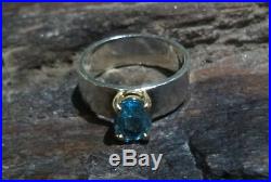 James Avery 14k Yellow Gold & 925 Silver Julietta Ring with Blue Topaz Size 9.0