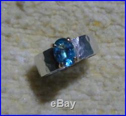James Avery 14k Yellow Gold & 925 Silver Julietta Ring with Blue Topaz Size 9.0