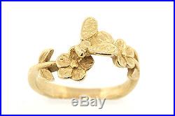 James Avery 14k Yellow Gold Bee Bug With Flower Ring Band sz 7.5