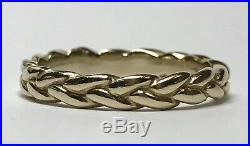 James Avery 14k Yellow Gold Braided Eternity Ring Unisex Band 3.5mm Size 10