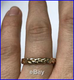 James Avery 14k Yellow Gold Braided Eternity Ring Unisex Band 3.5mm Size 10