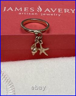 James Avery 14k Yellow Gold Dangle Ring With Retire James Avery Starfish Shell