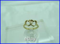 James Avery 14k Yellow Gold Double Heart Design Sweetheart Ring Size 4