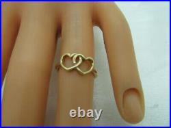 James Avery 14k Yellow Gold Double Heart Design Sweetheart Ring Size 4