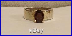 James Avery 14k Yellow Gold Hammered Sterling 6mm Band 1.25ct Garnet Ring Sz 7