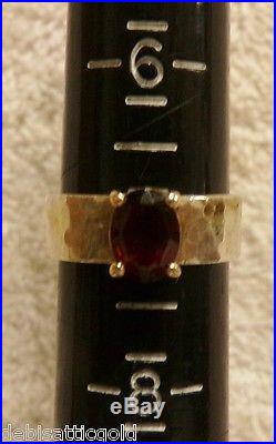 James Avery 14k Yellow Gold Hammered Sterling 6mm Band 1.25ct Garnet Ring Sz 7