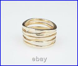 James Avery 14k Yellow Gold Stacked Hammered Band Ring Size 7 RG-1383 RG2588