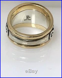 James Avery 14k Yellow Gold & Sterling Silver Scrolled Fleur-De-Lis Ring Sz 7