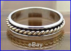 James Avery 14k Yellow Gold Twist & Silver Band Ring Size 8.5, 3.7G RETAIL$155