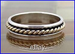 James Avery 14k Yellow Gold Twist & Silver Band Ring Size 8.5, 3.7G RETAIL$155