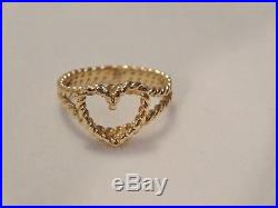 James Avery 14k Yellow Gold Twisted Wire Rope Heart Ring Size 6