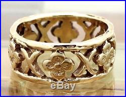 James Avery 14k Yellow Gold X & Flower Eternity Band Ring Size 7, 6.9G RETIRED