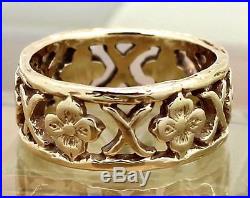 James Avery 14k Yellow Gold X & Flower Eternity Band Ring Size 7, 6.9G RETIRED
