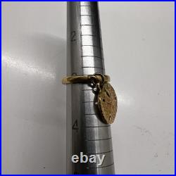 James Avery 14k Yellow Golds and Dollar Dangle Charm Ring Size 3