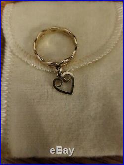 James Avery 14k Yellow gold Twisted Wire Heart Dangle Ring Size 6.5