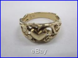 James Avery 14k gold Heart flowers filigree band Ring Size 7