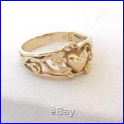 James Avery 14k gold Heart flowers filigree band Ring Size 7.5