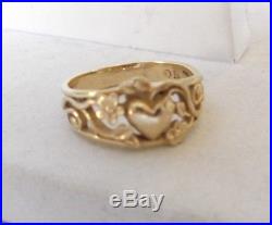 James Avery 14k gold Heart flowers filigree band Ring Size 7.5