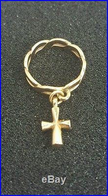 James Avery 14k twisted wire dangle ring with 14k st Teresa cross combo