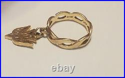 James Avery 14kt Dove Dangle Ring Size 3