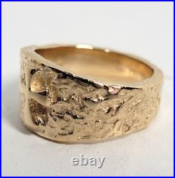 James Avery 14kt Gold Hammered Cross Mens Ring 1980s Vintage Retired Size 8.5