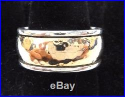 James Avery 14kt Gold/Sterling Silver Hammered Band Ring 3/8Wide