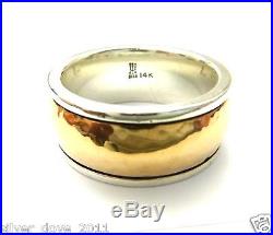 James Avery 14kt Gold/Sterling Silver Hammered Band Ring 3/8Wide