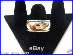 James Avery 14kt Gold/Sterling Silver Hammered Band Ring 3/8Wide