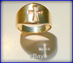James Avery 14kt Gold Wide Crosslet Ring Size 6 with JA Gift Bag, Box