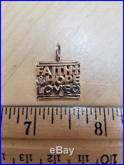 James Avery 14kt yellow gold, FAITH, HOPE, LOVE Charm, with jump ring. RETIRED
