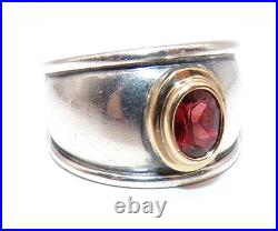 James Avery 18K Gold & STERLING SILVER Christina GARNET Band RING Sz 6.75