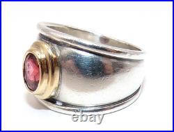 James Avery 18K Gold & STERLING SILVER Christina GARNET Band RING Sz 6.75