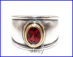 James Avery 18K Gold & STERLING SILVER Christina GARNET Band RING Sz 6.75