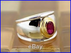 James Avery 18k Gold & Silver Christina Oval Ruby Ring Sz 5.5, 6.8G RETIRED