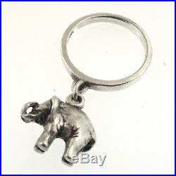 James Avery 3D Elephant Charm Dangle Ring Size 4 Retired Sterling Smooth Loop