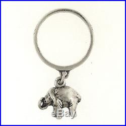 James Avery 3D Elephant Charm Dangle Ring Size 4 Retired Sterling Smooth Loop