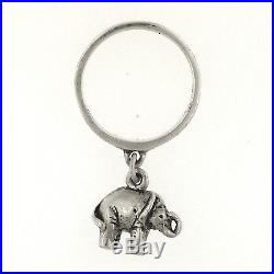 James Avery 3D Elephant Charm Dangle Ring Size 4 Retired Sterling Smooth Loop