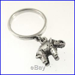 James Avery 3D Elephant Charm Dangle Ring Size 4 Retired Sterling Smooth Loop