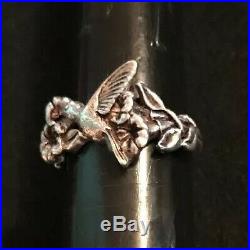 James Avery 3D Hummingbird & Flowers Ring Sterling Silver Size 6